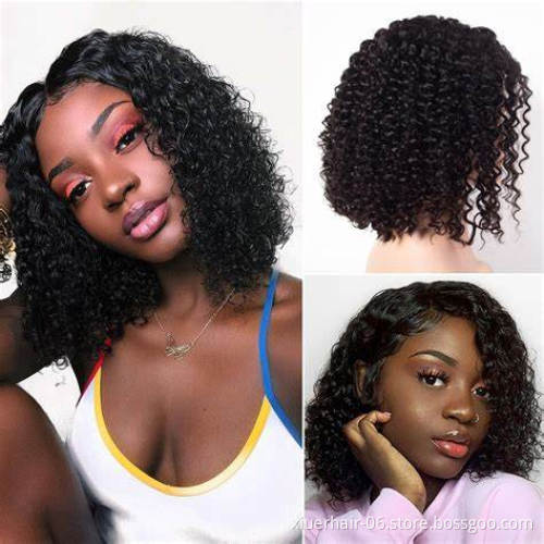Wholsale Very Short Afro Cheap Curly Peruvian 100%Humain Hair Glueless Hd Ombre Lace Front Bob Wigs For Black Women